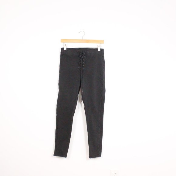 *American Eagle Outfitters Black Tye Up Waist Jeans - Picture 3 of 7